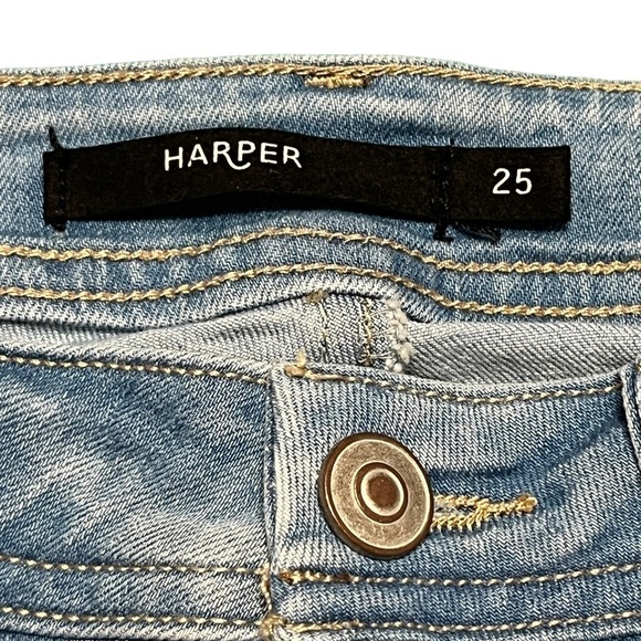 Harper Embroidered Skinny Ankle Released Frayed Hem Faded Jeans Size 25 - Picture 8 of 12
